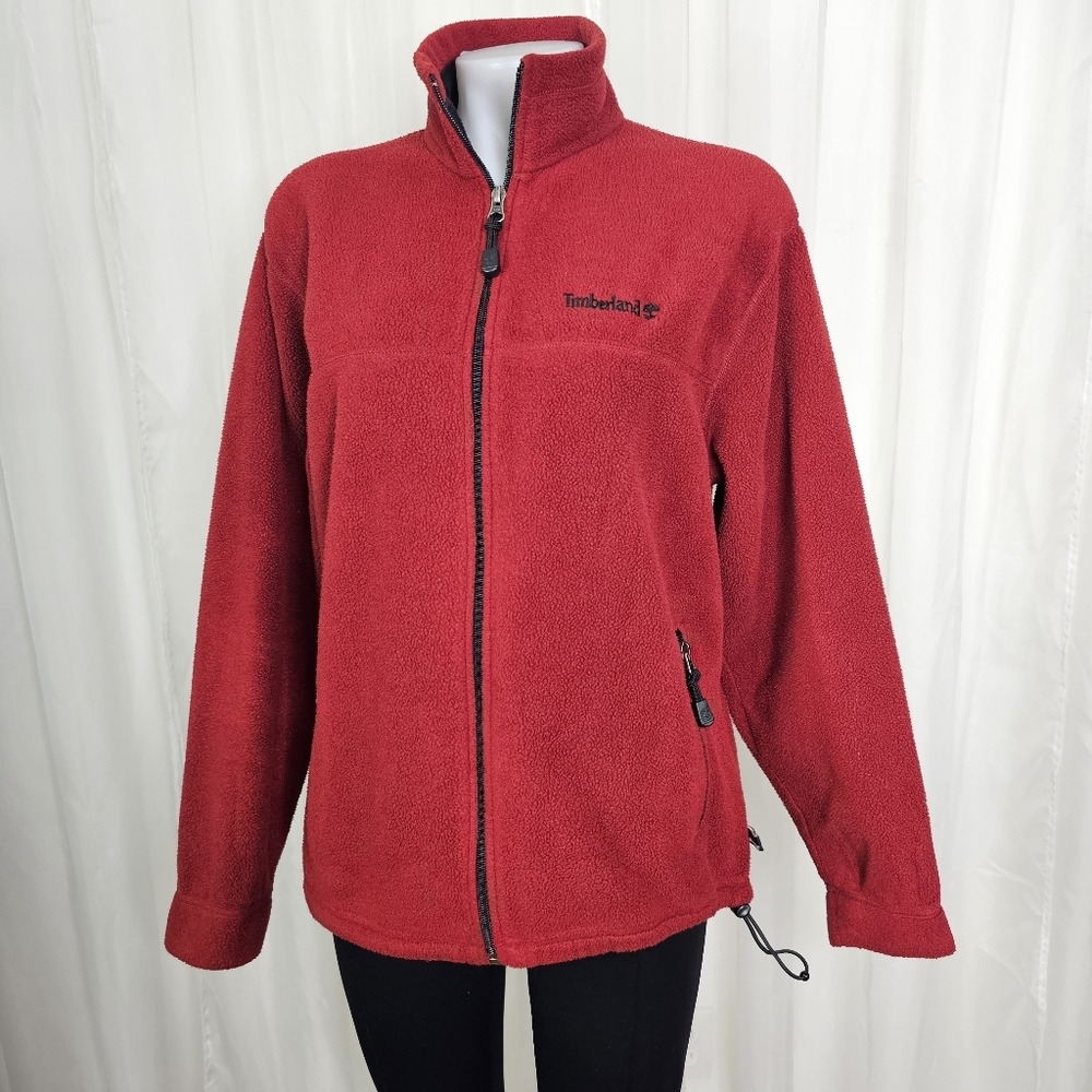 Timberland Fleece Full Zip Jacket Maroon Small Basic Warm Outdoor